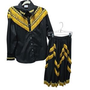 My Pal USA Vintage Western Fringe Skirt Set Womens M Rodeo Stagewea